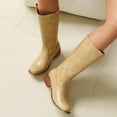 thumbnail image 3 of Dakaela Knee High Boots for Women Square Toe Western Cowboy Boot Chunky Block Heel Wide Calf Riding Tall Boots Yellow Size 6.5, 3 of 8