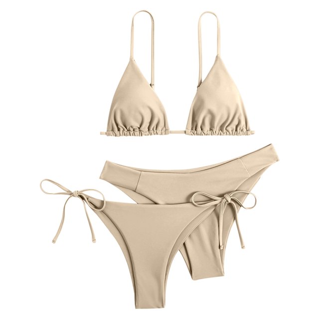 DGMIOCS Women's Triangle Bikini Bikini Set Beige S