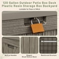 thumbnail image 2 of Homall 120 Gallon Outdoor Patio Box Deck Plastic Resin Storage Box Backyard, Light Brown, 2 of 8