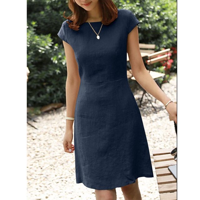 Robes pour Femmes 2024 Été Surdimensionnée Tempérament Couleur Unie Décontractée Cool Douce Robe Courte Rabais de 50 % Liquidation!