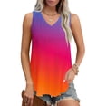 thumbnail image 2 of Plebaso Womens Tank Tops V Neck Gradient Lightweight Eyelet Shirts Flowy Loose Summer Sleeveless Blouses, 2 of 7