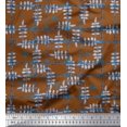 thumbnail image 1 of Soimoi Brown Rayon Fabric Leaves & Floral Check Decor Fabric Printed Yard 56 Inch Wide, 1 of 3