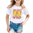thumbnail image 1 of LUOGENLI T-Shirt pour Filles Enfants Mode Décontractée Imprimé Col Rond Ample Manche Courte T-Shirt Haut Maxi Chemises pour Filles Paquet Blanc 4-5 Ans, 1 of 5
