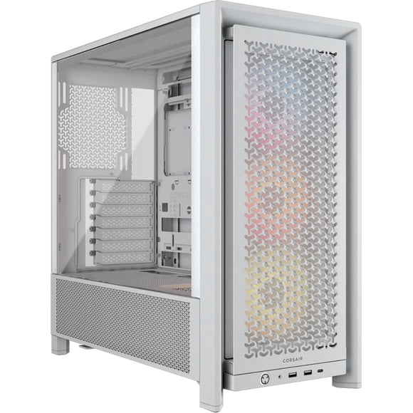 CORSAIR 4000D RS ARGB Frame Modular Mid-Tower ATX PC Case - High Airflow 3X Pre-Installed RS ARGB Fans InfiniRail Fan Mounting System ASUS BTF MSI Project Zero Gigabyte Project Stealth - White