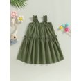 thumbnail image 2 of Faithtur Robes à Volants pour Filles, Sans Manches Épaules Dénudées Couleur Unie Décontractée Fête Rue Princesse Robe, 2 of 8