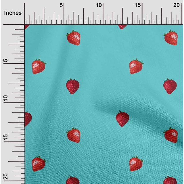 oneOone Cotton Poplin Fabric Strawberry Fruit Printed Craft Fabric BTY 42 Inch Wide