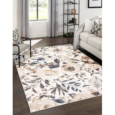 ECARPET Rosette Tapis Contemporain / Moderne pour Salon, Chambre, Salle A Manger, Entrée, Couloir et Plus Encore.