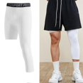 thumbnail image 3 of One Leg Compression Tights Full Length for Basketball Single Leg Long Pants Sports Base Layer Leggings Black L, 3 of 6