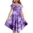 thumbnail image 1 of RXIRUCGD 2025 Vêtements d'Été pour Enfants Mode Filles Nouvelle Robe d'Été à Manches Courtes Poches à Volants Col Rond Imprimé, 1 of 4