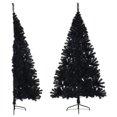 thumbnail image 1 of vidaXL Artificial Half Christmas Tree with Stand Black 210 cm PVC, 1 of 5