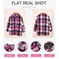 thumbnail image 4 of ORUYROP Womens Long Sleeve Plaid Shirts Flannel Lapel Button Down Shacket Jacket Coats, 4 of 6