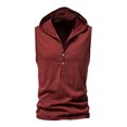 thumbnail image 2 of EGNMCR Débardeurs Homme Homme Décontracté Mode Uni Bouton Sans Manches Hauts Blouse Chandail à Capuchon Chandails, 2 of 4
