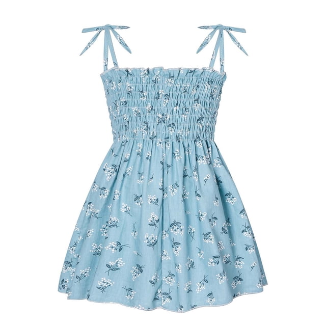 RKSTN Robe pour Tout-Petites Filles Robe à Manches Longues Été Tout-Petite Bébés Filles Robe à Bretelles Sans Manches Imprimé Graphique Vêtements pour Enfants