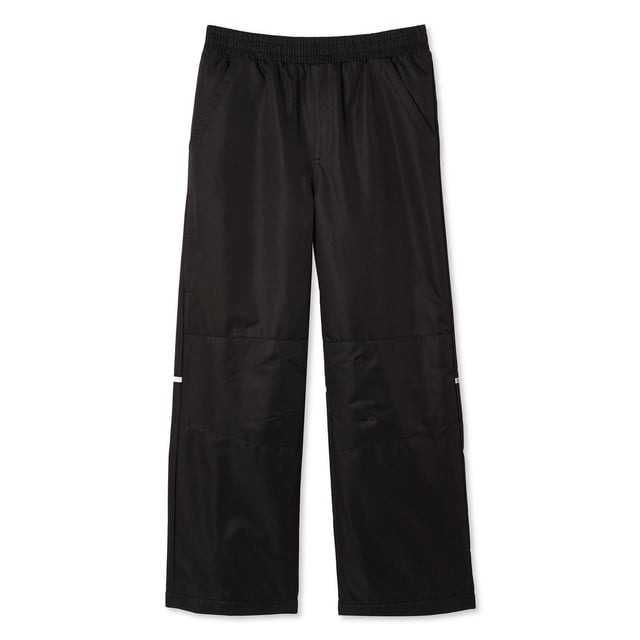 George Pantalon de Neige pour Garçons en Noir avec Taille Élastique, Deux Poches à Cordon et Détails Latéraux Réfléchissants, Fabriqué en Sergé de polyester Résistant à l'Eau, Conçu pour Garder les Garçons au Chaud et au Sec Lors des Jeux Extérieurs Enneigés.