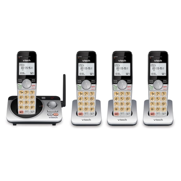 VTech 4 Handset Extended Range DECT 6.0 Cordless Phone with Answering System , CS5229-4 (Silver/Black)