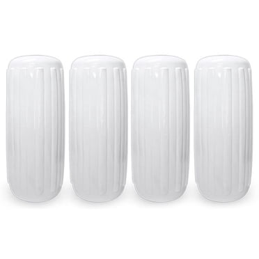 NEH Trou Central Nervuré pour Bateau Ponton Garde-Boue 10 Pouces x 28 Pouces 4 Pcs Pare-Chocs d'Amarrage Gonflables en Vinyle Garde Quai Amarrage - Blanc