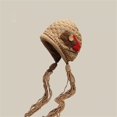 thumbnail image 4 of Chapeaux Bombardier de Noël siminseming pour Femmes, Chauds, Faits à la Main, Chapeaux Tricotés pour l'Automne et l'Hiver, Patchwork à la Mode, à Franges, Chapeaux en Laine Rouges, Vêtements, Chaussures et Accessoires, 4 of 5