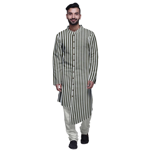 Atasi Kurta Pyjama Imprimé pour Hommes Style Asymétrique Vêtements d'Été Décontractés