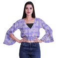 thumbnail image 4 of Moomaya Haut Court Imprimé pour Femmes Style Enveloppant Manches Longues à Volants Blouse d'Été Décontractée, 4 of 5