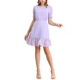 thumbnail image 1 of INSPIRE CHIC Robe Courte Trapèze de Fête pour Femme à Ourlet Volanté, Manches Bouffantes Courtes, 1 of 6