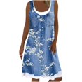 thumbnail image 1 of Hauts de Robe pour Femmes Femmes Mode Décontractée Imprimé Floral Ample Faux Deux Pièces Robe en Denim, 1 of 6