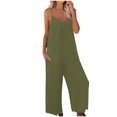 thumbnail image 1 of RKSTN Jumpsuits for Women 2024 V Neck Sleeveless Jumpsuits Spaghetti Straps Solid Color Loose Plus Size Long Pants Rompers with Pockets, 1 of 4