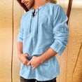 thumbnail image 2 of Mens Bohemian Long Sleeve Gothic Lacing Carnival Linen Shirt Retro Style Summer Top, 2 of 5