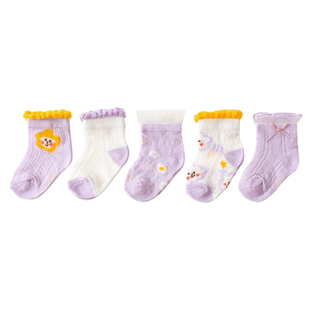XZNGL Cotton Socks for Girls Toddler Girls Socks Cute Cartoon Flower Pattern Breathable Mesh Kids Non-Slip Cotton Socks Toddler Socks Girls Toddler Girls Socks Little Girls Socks Kids Socks Girls