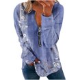 thumbnail image 2 of Chandails à Capuchon Mode pour Femmes 2023 Hauts Automne Manches Longues Ample Chandail à Enfiler Chemise Chic Décontracté Dames Rayé Col Rond Chandails 50 % de Rabais Liquidation Costumes d'Halloween/Noël, 2 of 5