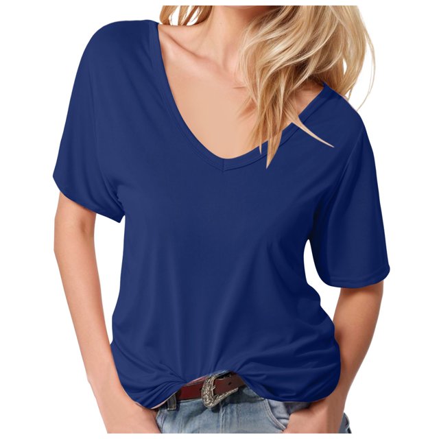 Women's Fashion Deep V Neck Short Sleeve Tops - Solid Color, Polyester Blend, Slim Fit, Perfect for Daily and Party Wear