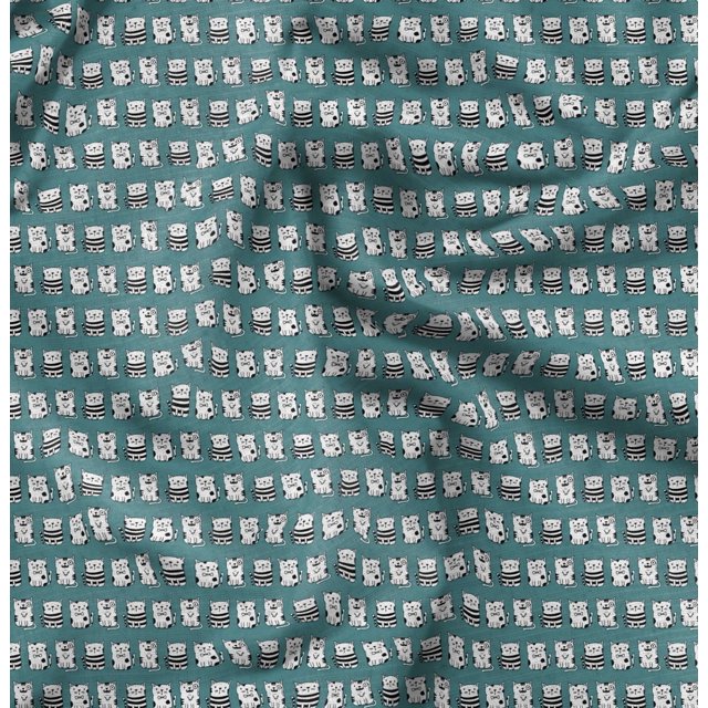 Soimoi Rayon Fabric Cat Animal Print Sewing Fabric Yard 42 Inch Wide