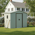 thumbnail image 2 of Homy Casa 8x4ft Outdoor Metal Storage Shed with Window & Foundation, Lockable Garden Tool Shed, 2 of 6