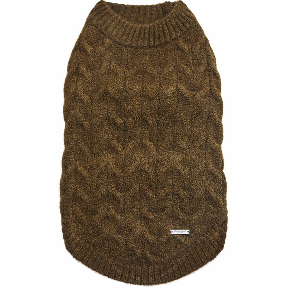 Blueberry Pet Classic Fuzzy Textured Knit Pullover Crew-Neck Dog Sweater in Dark Olive Back Length 22"" Pack of 1 Clothes for Dogs