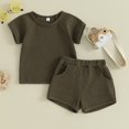 thumbnail image 2 of Plebaso Boys Girls casual Summer Solid Color Short-Sleeved Shorts Two-Piece Set Kids Summer Clothes Suits, 2 of 7