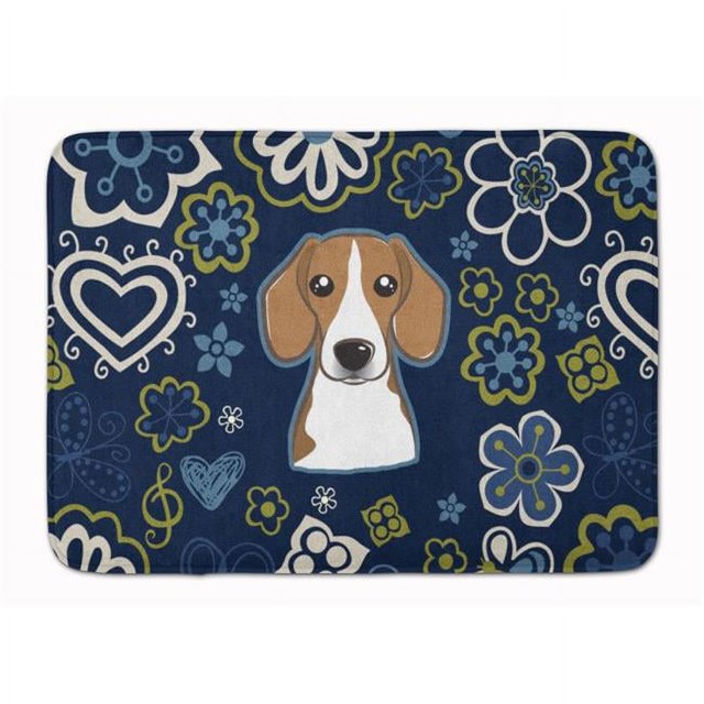 Carolines Treasures BB5090RUG Bleu Fleurs Beagle Machine Lavable Mémoire Mousse Tapis