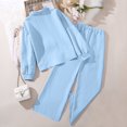 thumbnail image 4 of vdgthytj Toddler Boy Girl Fall Spring Clothes Kids Long Sleeve Button down Shirt and Wide Leg Pants 2PCS Lounge Outfit, 4 of 9