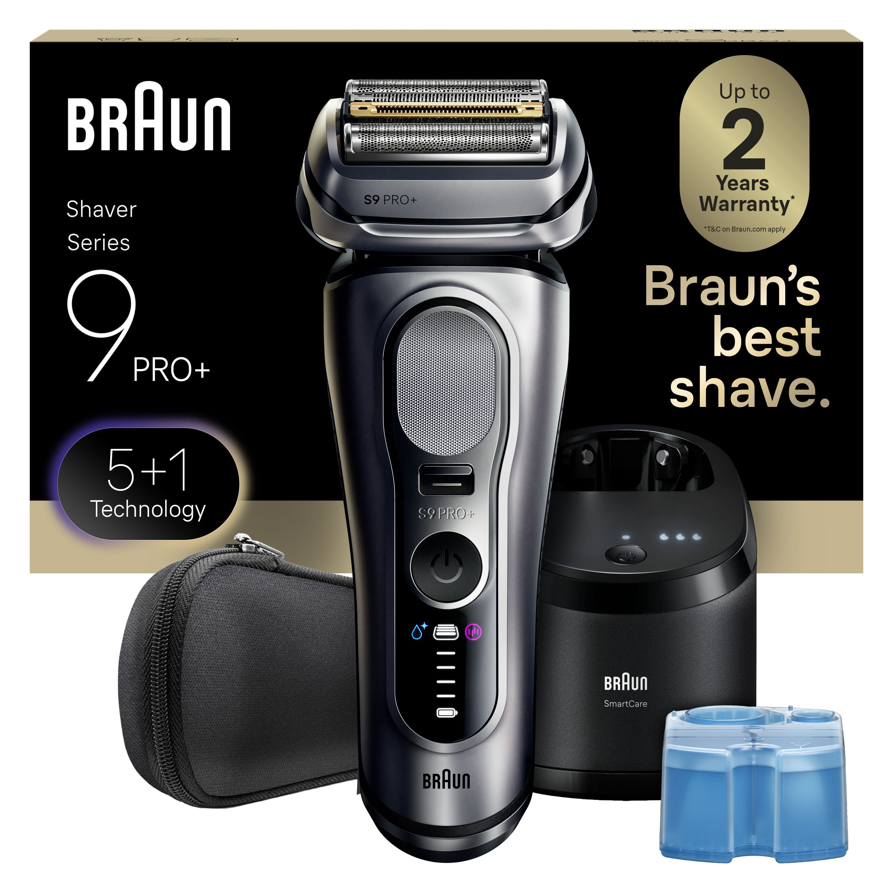 Braun Series 9 PRO+ Electric Razor for Men, Electric Foil Shaver, with Precision Trimmer, Pro SensoAdapt, 6in1 SmartCare Center, 9667CC, Silver