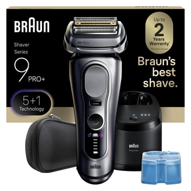 Braun Series 9 PRO+ Electric Shaver for Men, Wet & Dry Foil Razor, 6-in-1 SmartCare Clean & Charge Center, Built-In Precision ProTrimmer, Travel Case, Silver 9667cc