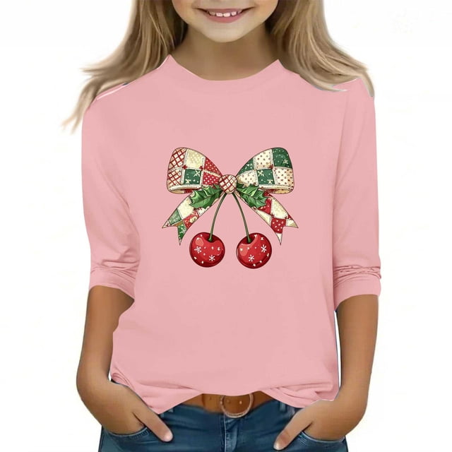 YUNAFFT Garçons et Filles T-Shirts à Imprimé de Noël 3-12 Ans Décontractés à Manches Courtes Extensibles Type Coton à Col Rond