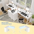 thumbnail image 3 of L Shaped Desk with Power Outlets & LED Lights, Computer Desk with Drawers & Shelves, Corner Desk Gaming Desk Home Office Desk, 3 of 7