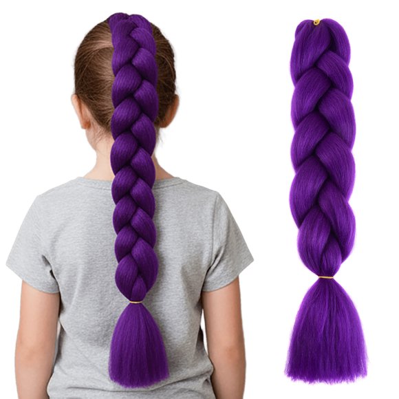 RKSTN 24" Flame-Retardant Long Braiding Hair Pre Stretched Prestretched Hypoallergenic Braiding Hair Ez Knotelss Braids Yaki Texture Synthetic Hair Extensions for Party Halloween Costume Cosplay