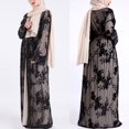 thumbnail image 4 of Women Embroidered Sequins Muslim Dress Abaya Islamic Jilbab Cardigan Long Robe, 4 of 8
