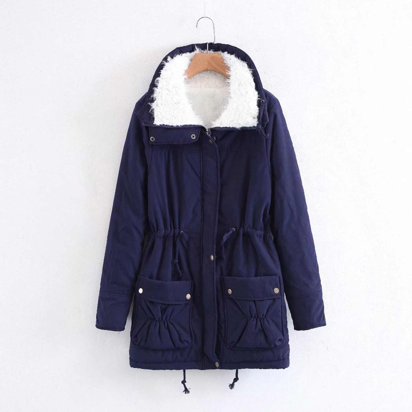 Aboser Womens Winter Coats 2025 Trendy Lapel Parkas Sherpa Fleece Lined Jackets Casual Solid Warm Quilted Jacket Thick Anorak with Pockets