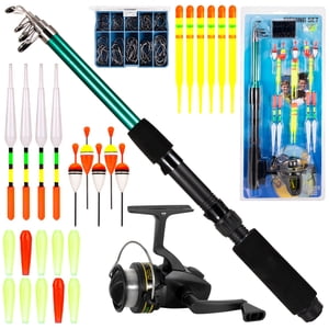 Eccomum Fishing Rod and Reel Combo 127pcs Fishing Tackle Set Telescopic Fishing Rod Pole with Reel Floats Hooks Accessories