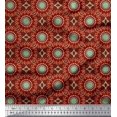 thumbnail image 1 of Soimoi Red Poly Georgette Fabric Mandala Geometric Print Fabric by the Yard 52 Inch Wide, 1 of 5