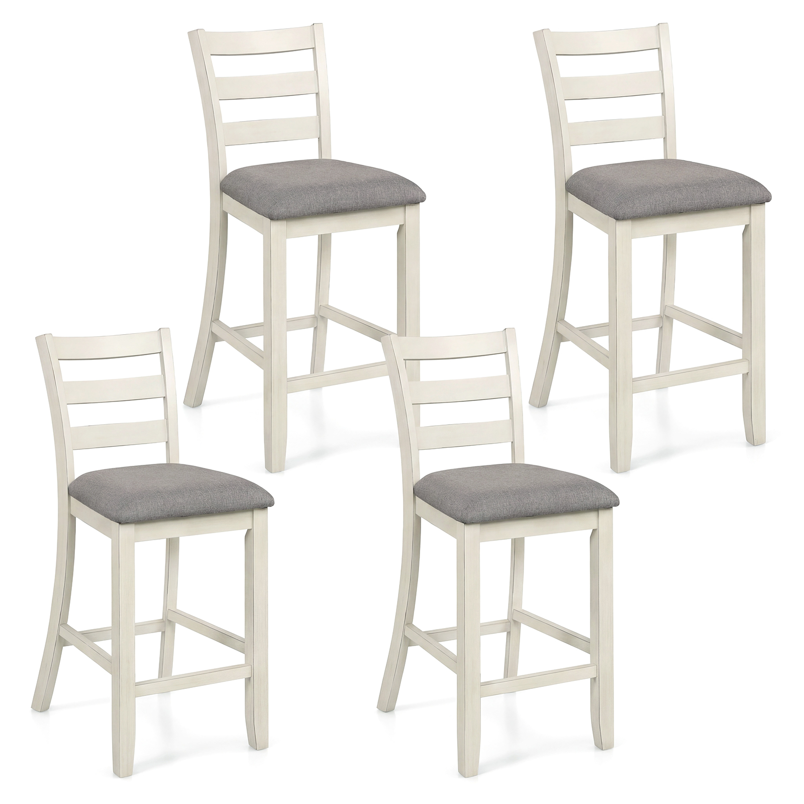 Gymax Bar Stools Set of 4 Upholstered Counter Height Barstools w/Padded Seat Footrest