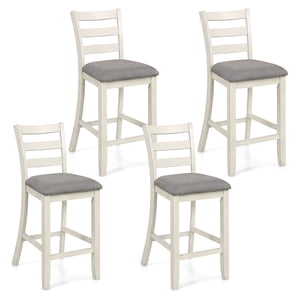 Gymax Bar Stools Set of 4 Upholstered Counter Height Barstools w/Padded Seat Footrest
