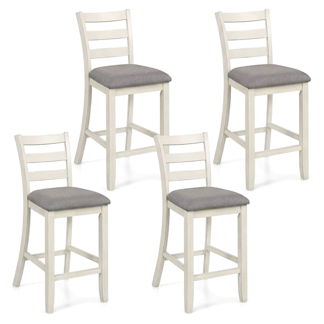 Gymax Bar Stools Set of 4 Upholstered Counter Height Barstools w/Padded Seat Footrest