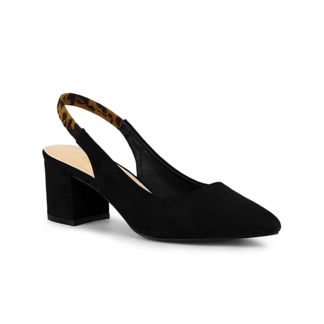 BLISSFUL STEP Escarpins à Talon Bloc pour Femmes Slingback Talons Noirs 7