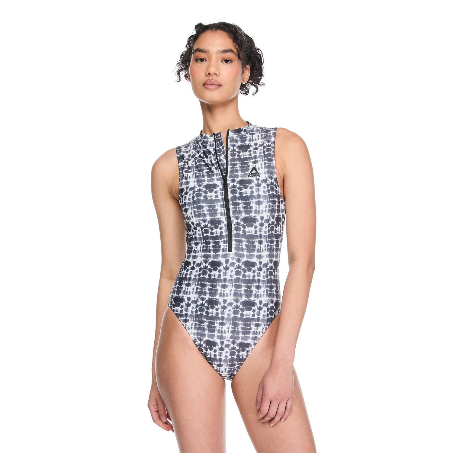Maillot de bain 1 pièce à demi-zip Reebok pour femmes